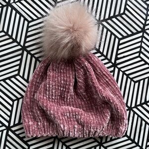 Pink Knit Beanie with Pom Pom